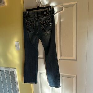 Miss Me Blue Boot Cut Jeans with Decorative Stitching